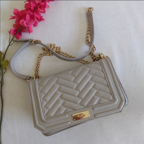 BCBG Paris Handbags - BCBG Paris Vegan Leather French Taupe Quilted Bag